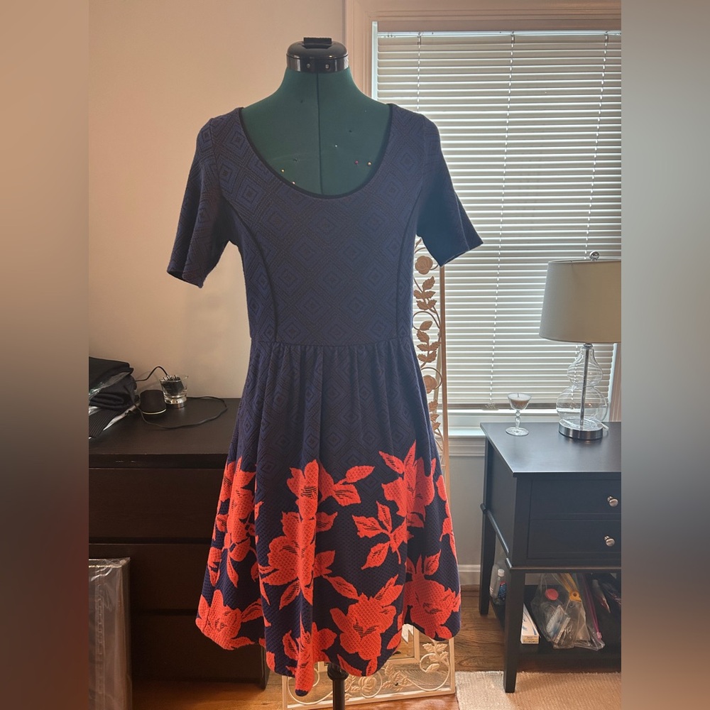 HD in Paris Navy Dress with Orange Floral Design